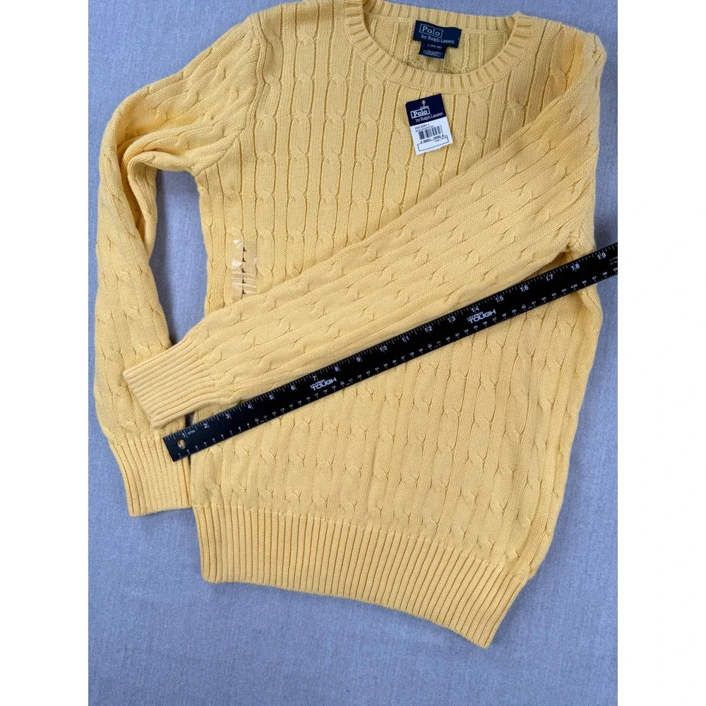 Polo Ralph Lauren Kids Yellow Cable Knit Cotton Sweater Boys Large 14-16 NWT